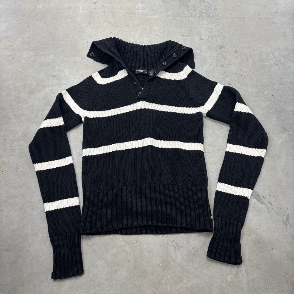 Vintage Polo Jeans Co Ralph Lauren Striped Sweater Womens Small Shawl Neck